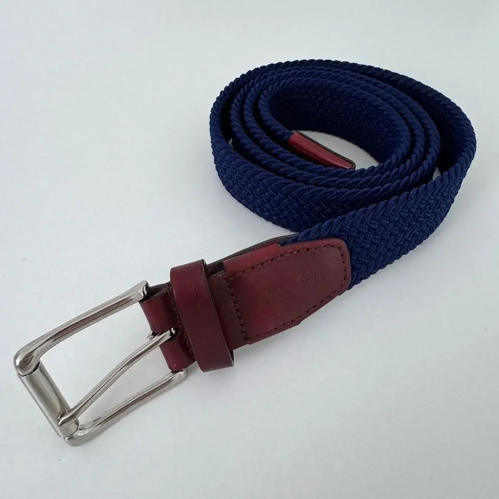 Florsheim Mens Genuine Leather Braided Belt Classic Casual Brown Blue